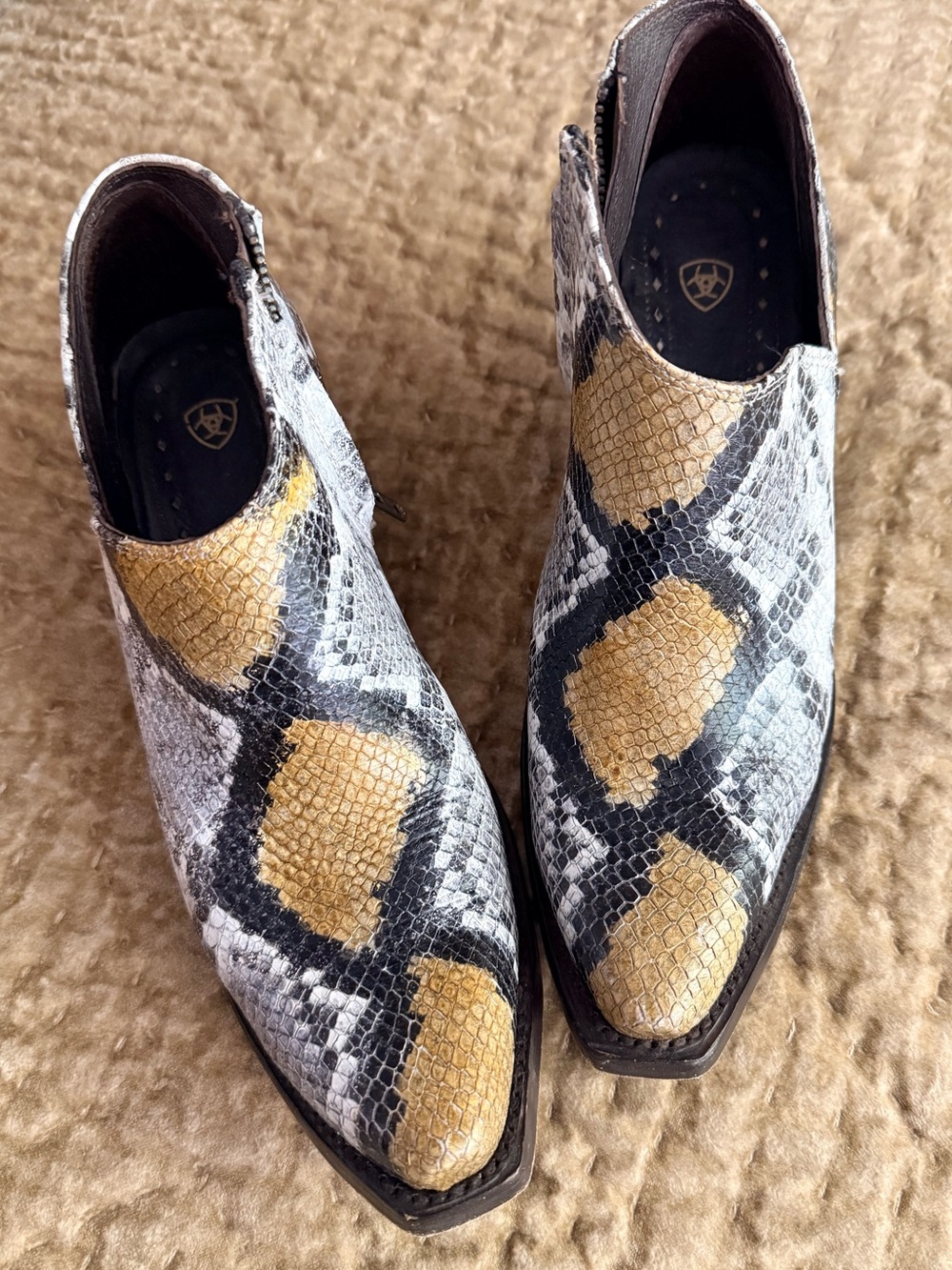 Ariat “snakeskin “ western ankle boots